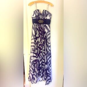 Melinda Eng strapless evening gown.  Size 4, purple and white chiffon.
